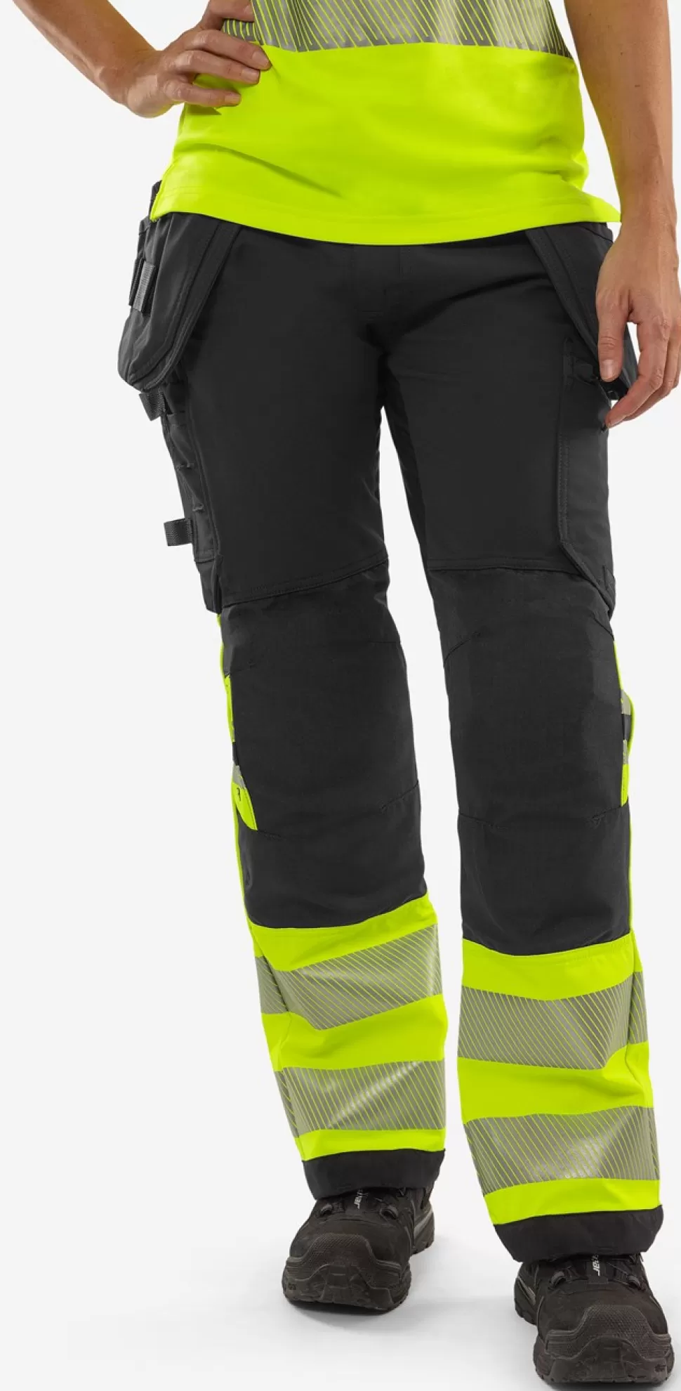 Damen Fristads Arbeitshosen | Warnschutz-Hosen<High Vis Green Handwerker Stretchhose Damen Kl. 1 2663 GSTP