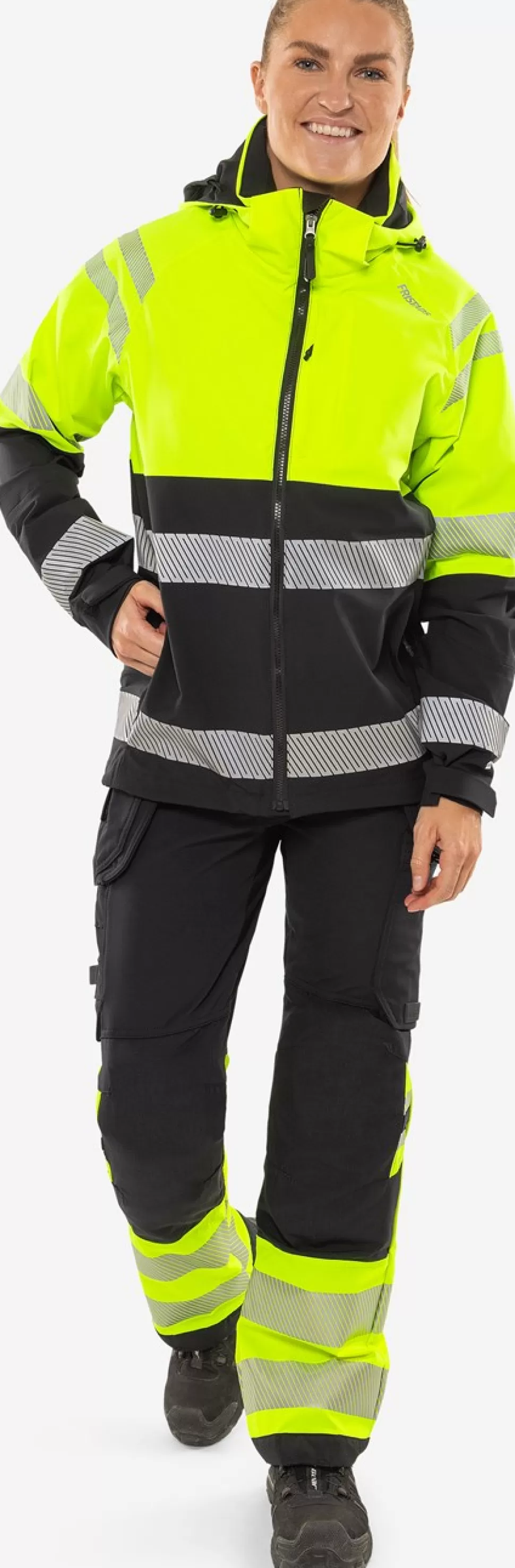 Damen Fristads Arbeitshosen | Warnschutz-Hosen<High Vis Green Handwerker Stretchhose Damen Kl. 1 2663 GSTP