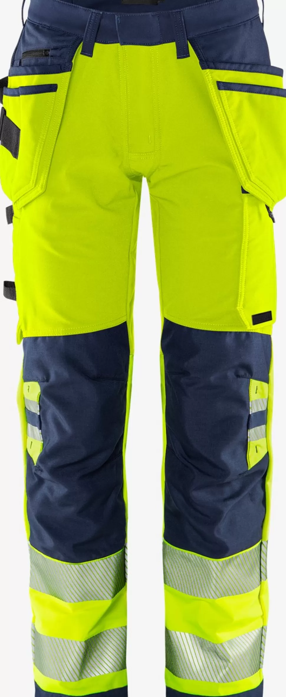Herren Fristads Arbeitshosen | Warnschutz-Hosen<High Vis Green Handwerker Stretchhose Kl. 2 2644 GSTP