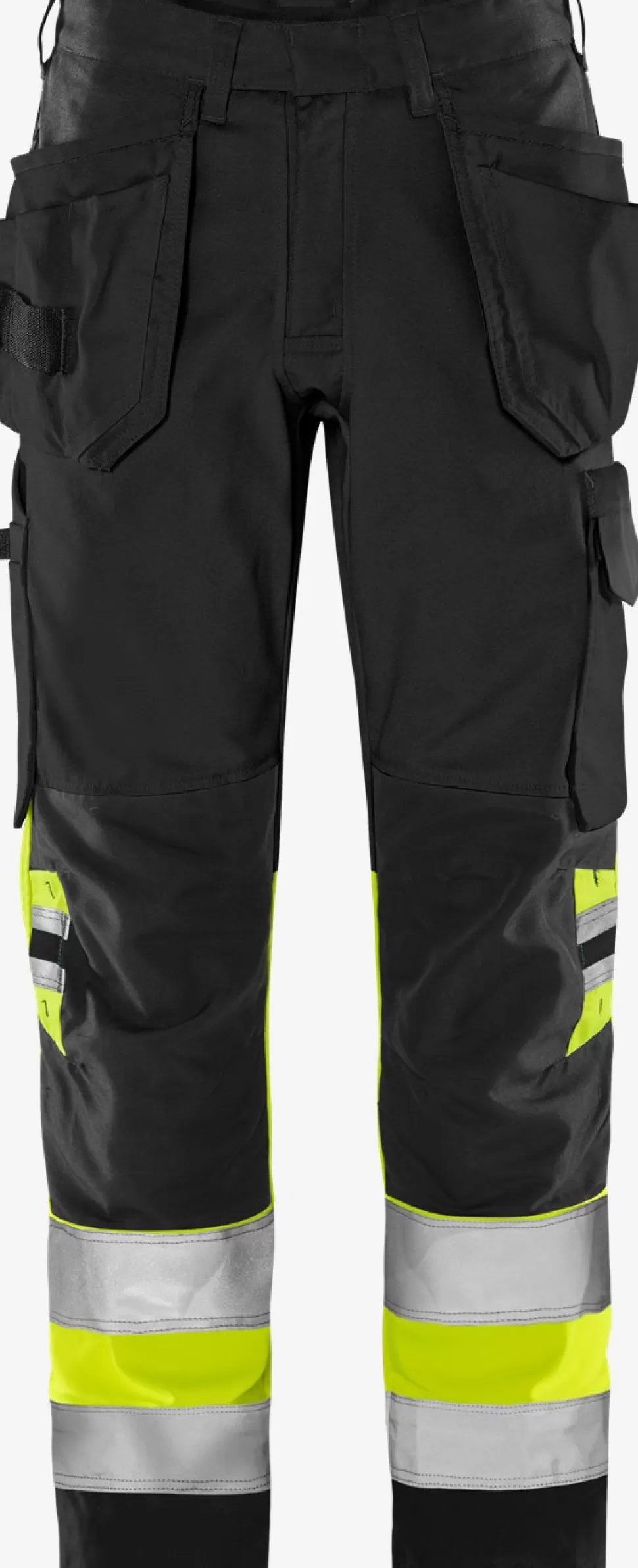Herren Fristads Arbeitshosen | Warnschutz-Hosen<High Vis Green Handwerkerhose Kl. 1 2640 GPLU