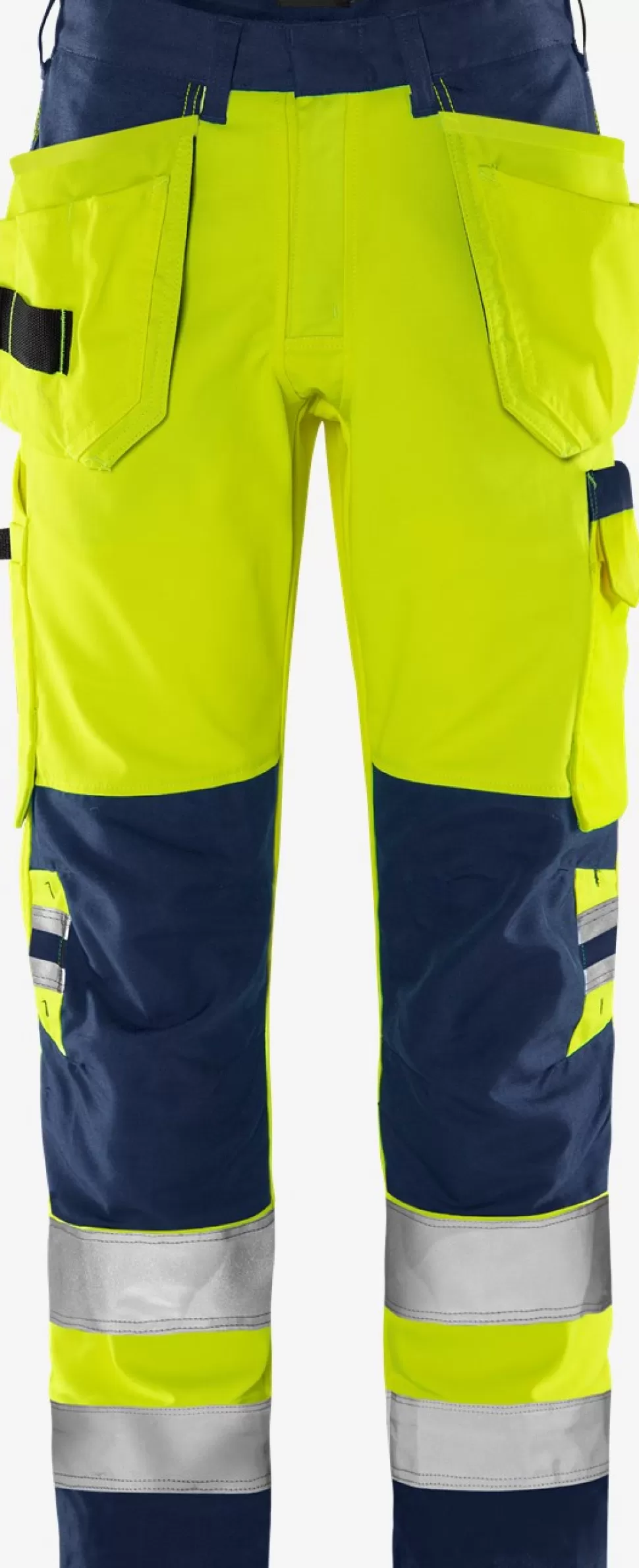 Herren Fristads Arbeitshosen | Warnschutz-Hosen<High Vis Green Handwerkerhose Kl. 2 2641 GPLU